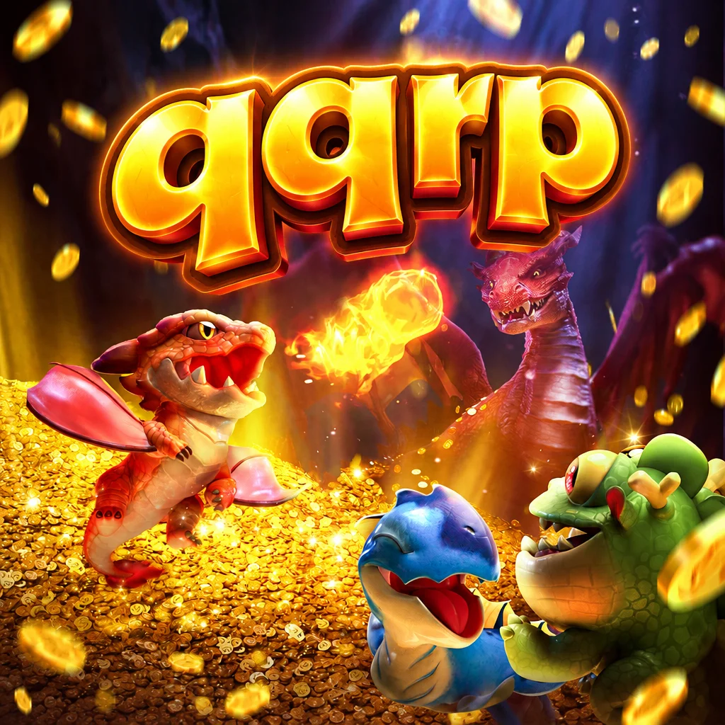 qqrp menampilkan karakter naga dari permainan Dragon Hatch di atas tumpukan koin emas