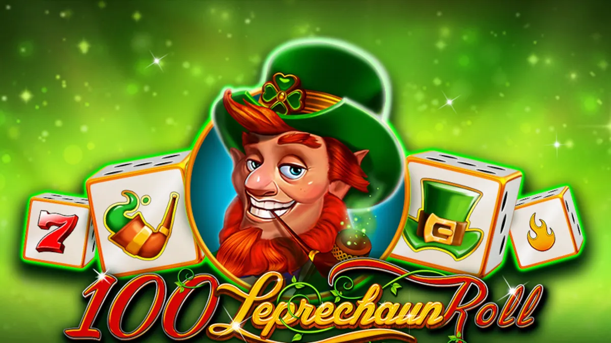 Tampilan visual permainan slot 100 Leprechaun Roll dengan tema keberuntungan.
