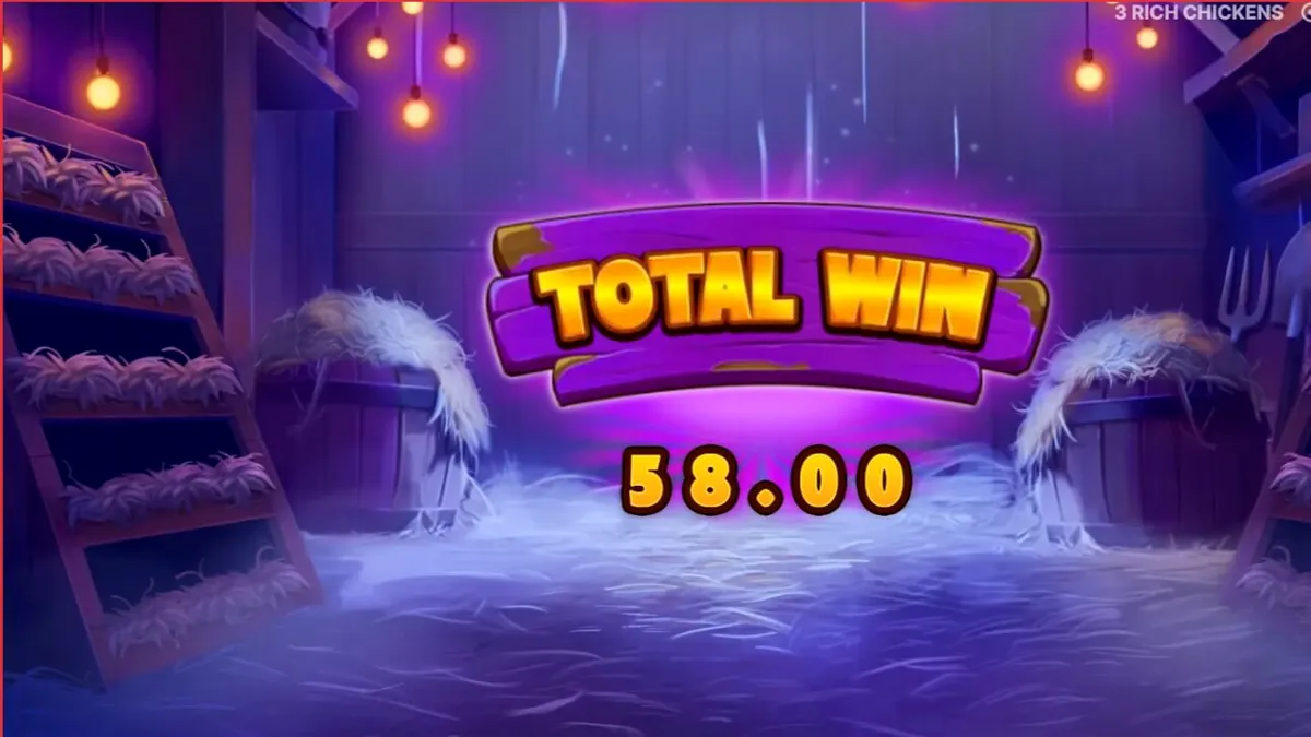 Tampilan visual slot 3 Rich Chickens dengan latar belakang peternakan yang ceria